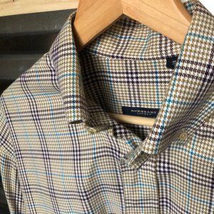 Burberry London Mens Plaid Houndstooth Shirt Sz M